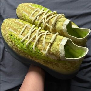 Yeezy Olive and Beige Knit Sneakers